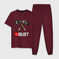 Пижама хлопковая мужская RUST, цвет: меланж-бордовый