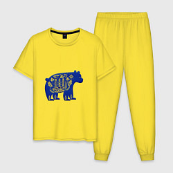 Пижама хлопковая мужская Медведь, цвет: желтый