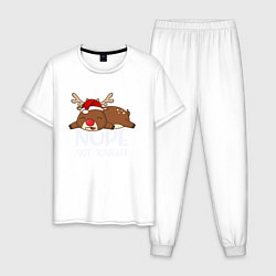 Пижама хлопковая мужская Рождественский Олень, цвет: белый