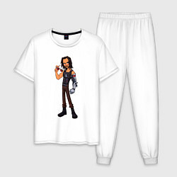 Пижама хлопковая мужская Johnny Silverhand 03, цвет: белый