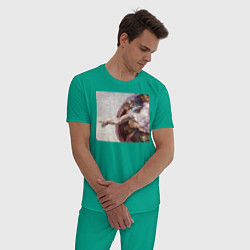 Пижама хлопковая мужская Искусство, цвет: зеленый — фото 2
