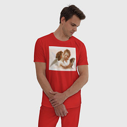 Пижама хлопковая мужская Ангелочки, цвет: красный — фото 2