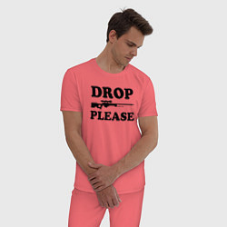 Пижама хлопковая мужская Drop Please, цвет: коралловый — фото 2