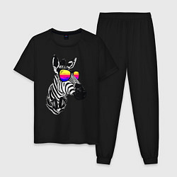 Пижама хлопковая мужская Зебра, цвет: черный