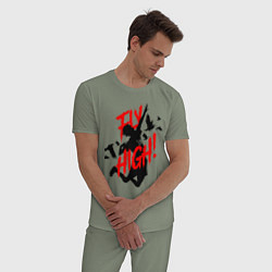 Пижама хлопковая мужская FLY HIGH! ВОЛЕЙБОЛ, цвет: авокадо — фото 2