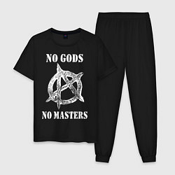Пижама хлопковая мужская NO GODS NO MASTERS, цвет: черный