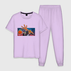 Пижама хлопковая мужская Моб Психо 100, цвет: лаванда