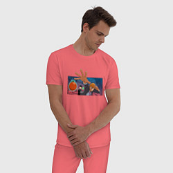 Пижама хлопковая мужская Моб Психо 100, цвет: коралловый — фото 2