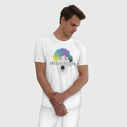 Пижама хлопковая мужская Аквадискотека Радуга, цвет: белый — фото 2