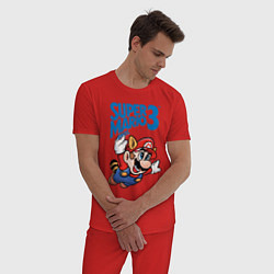 Пижама хлопковая мужская Mario 3, цвет: красный — фото 2