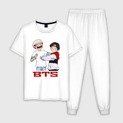Пижама хлопковая мужская BTS, цвет: белый