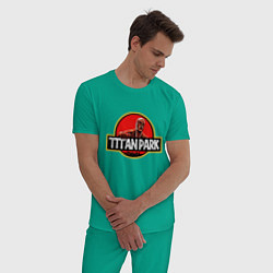 Пижама хлопковая мужская Attack on titan Атака титан, цвет: зеленый — фото 2