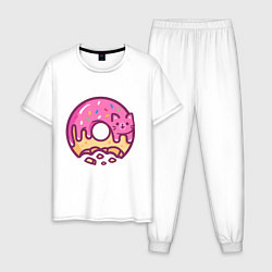 Пижама хлопковая мужская Кото - пончик, цвет: белый