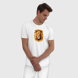 Пижама хлопковая мужская Голова Льва, цвет: белый — фото 2