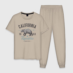 Пижама хлопковая мужская California, цвет: миндальный