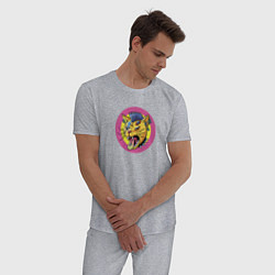Пижама хлопковая мужская Кот Панк, цвет: меланж — фото 2