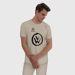 Пижама хлопковая мужская Volkswagen, цвет: миндальный — фото 2