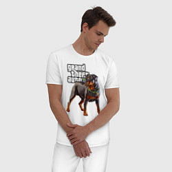 Пижама хлопковая мужская ЧОП - ротвейлер из GTA 5, цвет: белый — фото 2