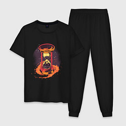 Пижама хлопковая мужская Галактические Песочные часы, цвет: черный