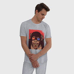 Пижама хлопковая мужская Обезьяна в 3D очках, цвет: меланж — фото 2