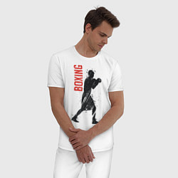 Пижама хлопковая мужская Боксер, цвет: белый — фото 2