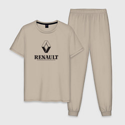 Пижама хлопковая мужская Renault Logo Рено логотип, цвет: миндальный