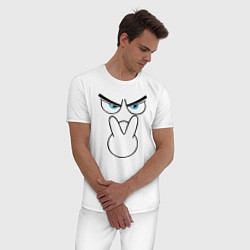 Пижама хлопковая мужская Сердитый смайл, цвет: белый — фото 2