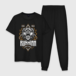 Пижама хлопковая мужская RUSSIAN BEAR, цвет: черный