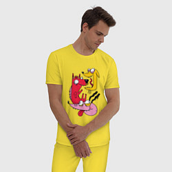 Пижама хлопковая мужская Crazy Dogs Безумный собаки, цвет: желтый — фото 2