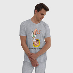Пижама хлопковая мужская Червяк Джимм, цвет: меланж — фото 2