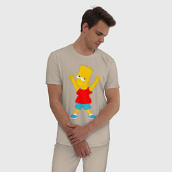 Пижама хлопковая мужская Барт Симпсон, цвет: миндальный — фото 2