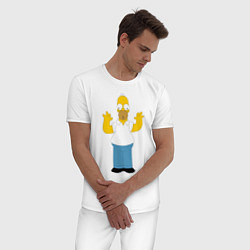 Пижама хлопковая мужская Гомер Симпсон, цвет: белый — фото 2