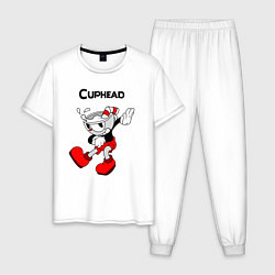 Пижама хлопковая мужская CupheadКапхед, цвет: белый
