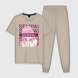 Пижама хлопковая мужская Sempai Ellen, цвет: миндальный