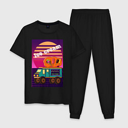 Пижама хлопковая мужская Фургончик с мороженым, цвет: черный