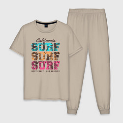 Пижама хлопковая мужская Surf, цвет: миндальный