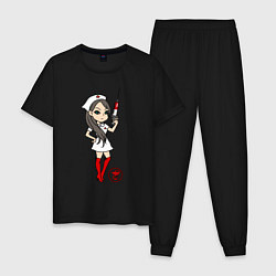 Пижама хлопковая мужская Медсестра со шприцом, цвет: черный
