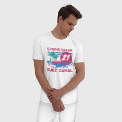 Пижама хлопковая мужская Spring Break, цвет: белый — фото 2