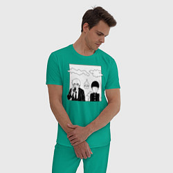 Пижама хлопковая мужская Моб Психо 100, цвет: зеленый — фото 2
