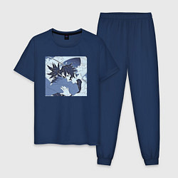 Пижама хлопковая мужская Гию Томиока Demon Slayer, цвет: тёмно-синий