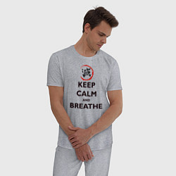 Пижама хлопковая мужская KEEP CALM and BREATHE, цвет: меланж — фото 2