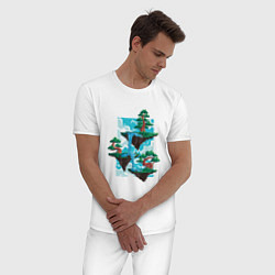 Пижама хлопковая мужская Парящие острова Пейзаж, цвет: белый — фото 2