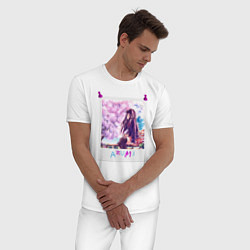 Пижама хлопковая мужская Аниме Девушка Сакура, цвет: белый — фото 2