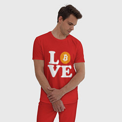 Пижама хлопковая мужская LOVE BITCOIN БИТКОИН БИТОК, цвет: красный — фото 2
