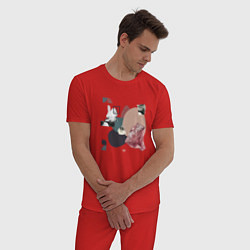 Пижама хлопковая мужская Абстракция, цвет: красный — фото 2