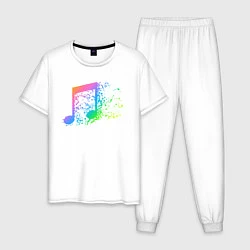 Пижама хлопковая мужская I LOVE MUSIC DJ Z, цвет: белый