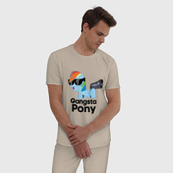 Пижама хлопковая мужская Gangsta pony, цвет: миндальный — фото 2