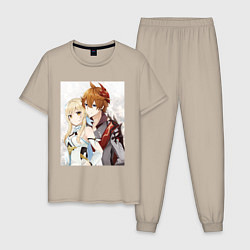 Пижама хлопковая мужская Lumine and tartaglia, цвет: миндальный