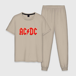 Пижама хлопковая мужская ACDC, цвет: миндальный