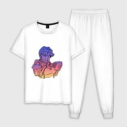 Пижама хлопковая мужская Evangelion Misato Gradient, цвет: белый